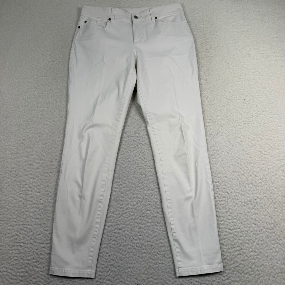 Eileen Fisher Pants Women 8P White Stretch Organic Cotton Slim Fit T702